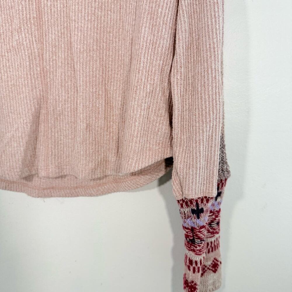Anthropologie Daily Practice Pale Pink Contrast Panel Sleeve Knit Thermal XS - Picture 10 of 11